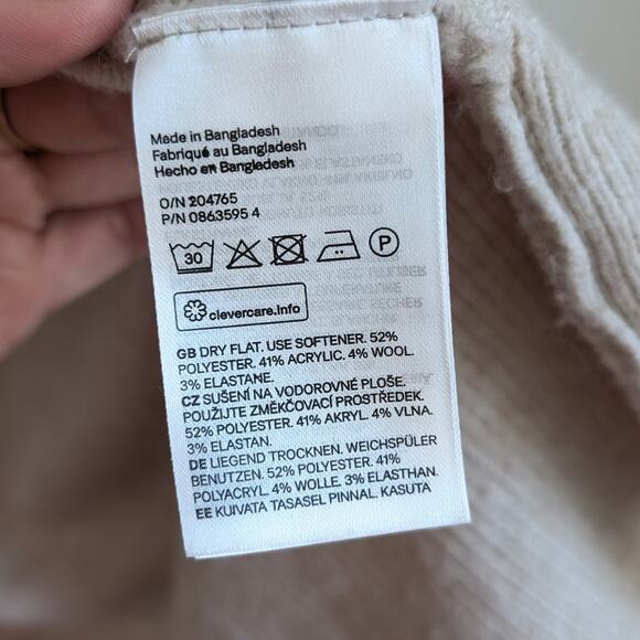 H&M HM Beige Wool Blend Open Front Long Sleeve Long Cardigan, size M - Picture 8 of 8